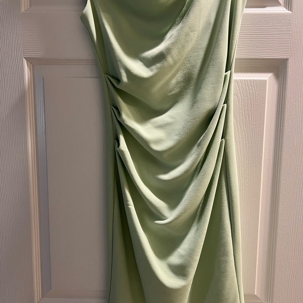 White House Black Market Asymmetrical Green Dress perfect spring dress